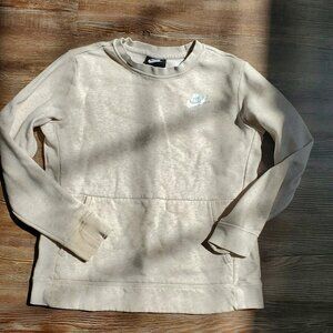 Girls Nike Crewneck Sweatshirt Size Large Oatmeal with Front pocket EUC